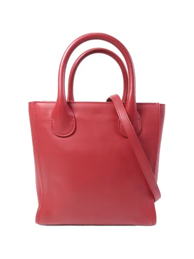 Pre-owned Chloé Small Joyce Calfskin Tote Bag In Red