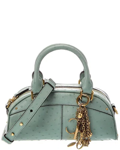 Chloé Small Leather Bowling Bag In Green