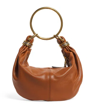 Chloé Small Bracelet Leather Hobo Bag In Clay Brown