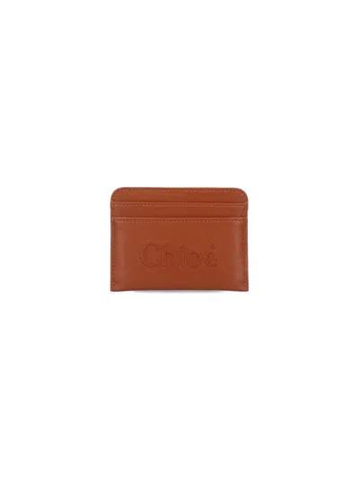 Chloé Sense Card Holder In Brown