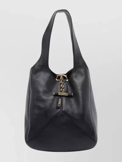 CHLOÉ SMALL LEATHER HOBO BAG WITH CHAIN DETAIL