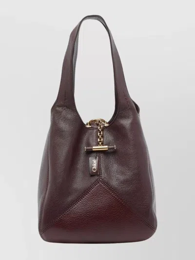 Chloé Small Leather Hobo Bag With Chain Detail In Red