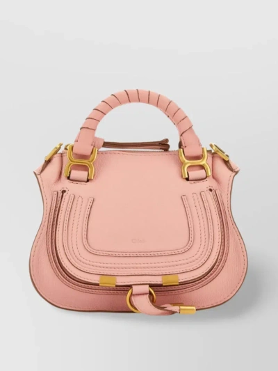 Chloé Small Leather Marcie Bag With Detachable Strap In Cream