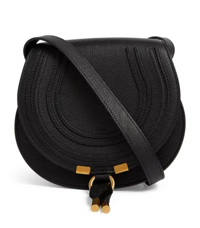 Chloé Small Leather Marcie Saddle Bag In Black