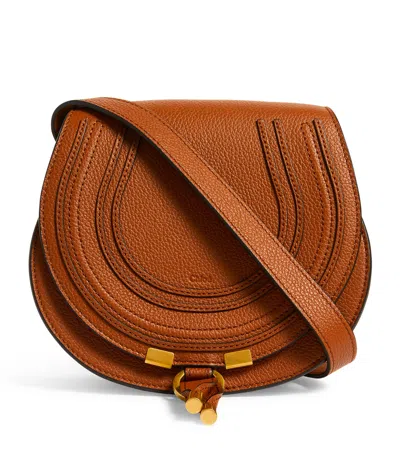 Chloé Small Leather Marcie Saddle Bag In Brown