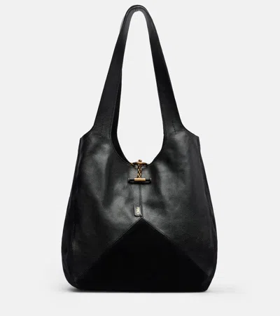 Chloé Balloon Medium Leather And Suede Shoulder Bag In Black
