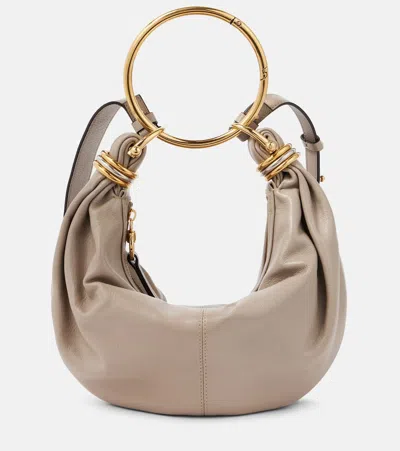 Chloé Bracelet Small Leather Shoulder Bag In Grey