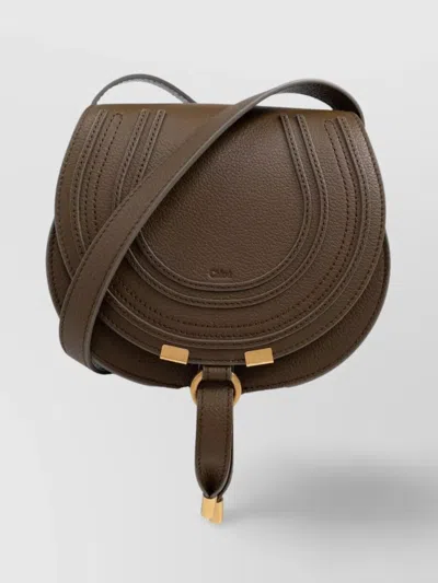 Chloé Small Marcie Leather Saddle Bag In Green