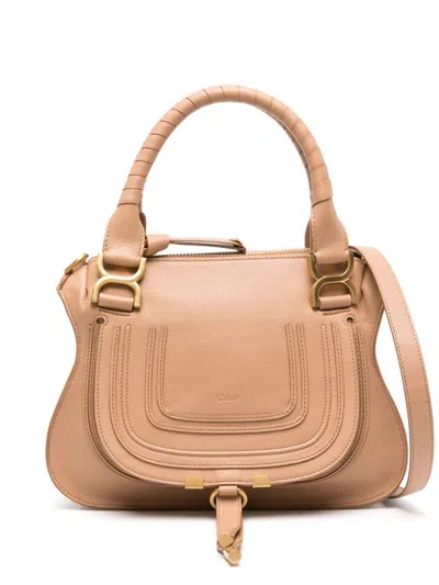 Chloé Small Light Brown Marcie Bag In Blue