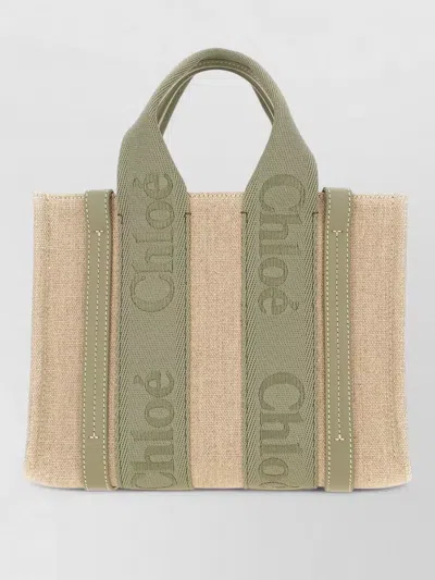 Chloé Small Linen Woody Tote Bag Dual Handles In Pattern