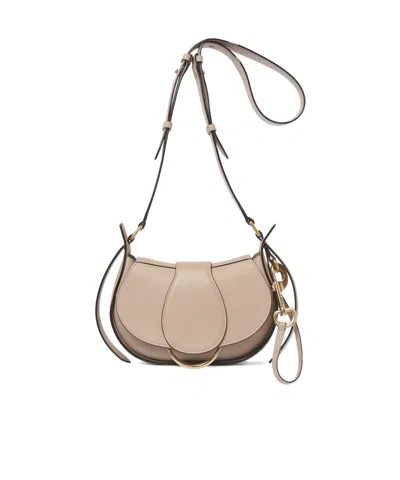 Chloé Small Magnetic Buckle Shoulder Bag In Nude