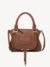 Chloé Marcie Small Double Carry Satchel Bag In Grained Leather In Brun