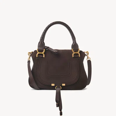 Chloé Small Marcie Bag In Suede Leather In Brown