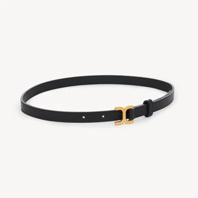 Chloé Marcie Logo Buckle Leather Belt In Black 001