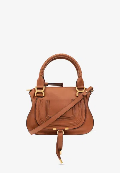 Chloé Small Marcie Calf Leather Bag In Brown