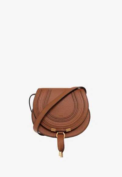 Chloé Small Marcie Calf Leather Crossbody Bag In Brown