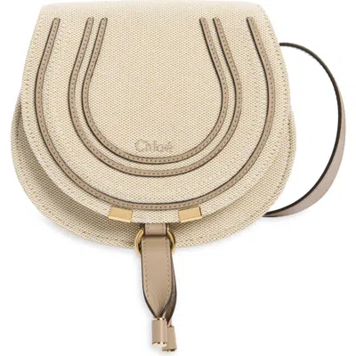 Chloé Small Marcie Canvas Saddle Bag In Nude