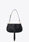 Chloé Marcie Tasseled Leather Shoulder Bag In Black
