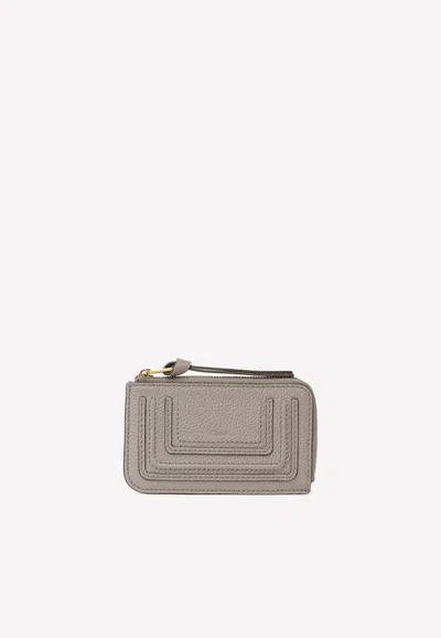 Chloé Small Marcie Coin Purse In Grained Leather In Gray