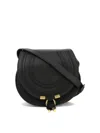 Chloé Brown Small Marcie Saddle Bag In Black