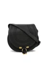 Chloé Brown Small Marcie Saddle Bag In Black