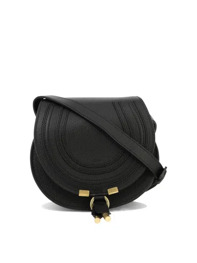 Chloé Brown Small Marcie Saddle Bag In Black