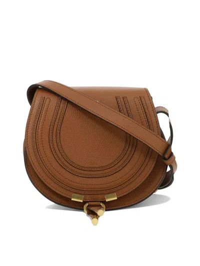Chloé Marcie Small Leather Crossbody Bag In Leather Brown