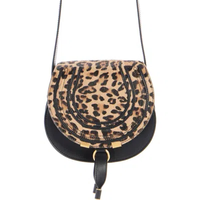 Chloé Marcie Small Crossbody Bag In Leopard-print Calf Hair In Brown