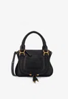 Chloé Small Marcie Grained Leather Shoulder Bag In Black