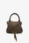 Chloé Marcie Small Leather Shoulder Bag In Khaki