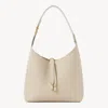 Chloé Small Marcie Hobo Bag In Grained Leather Beige Size Onesize 100% Calf-skin Leather