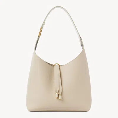 Chloé Small Marcie Hobo Bag In Grained Leather Beige Size Onesize 100% Calf-skin Leather
