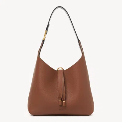 Chloé Petit Sac Hobo Marcie En Cuir Grainé Femme Brun Taille Onesize 100% Cuir De Veau In Brown