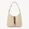 Chloé Small Marcie Hobo Bag In Raffia-effect Fibres Beige Size Onesize 69% Cotton, 31% Polyamide, Calf-ski In Beige