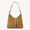 Chloé Small Marcie Hobo Bag In Suede Leather Gold Size Onesize 100% Calf-skin Leather