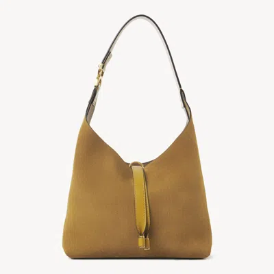 Chloé Small Marcie Hobo Bag In Suede Leather Gold Size Onesize 100% Calf-skin Leather