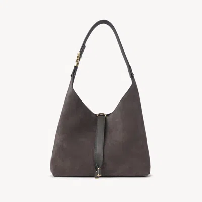 Chloé Small Marcie Hobo Bag In Suede Leather Grey Size Onesize 100% Calf-skin Leather In Gray