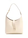 Chloé Marcie Small Hobo Bag In Grained Calfskin In White