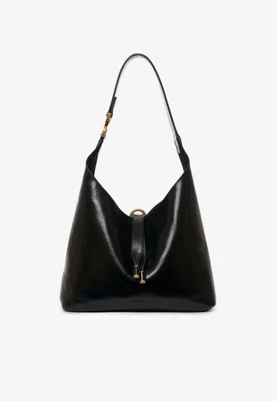Chloé Marcie Small Hobo Bag In Shiny Calfskin In Black