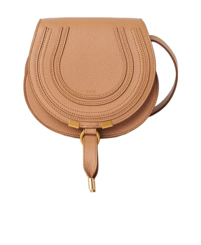 Chloé Small Marcie Leather Bag In Nude