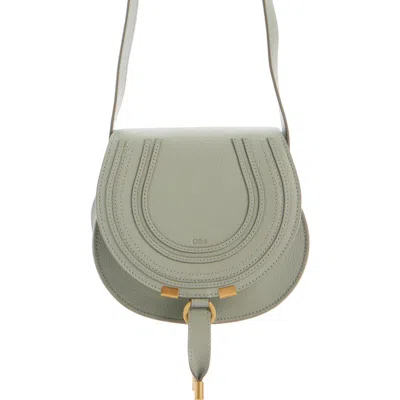 Chloé Small Marcie Leather Crossbody Bag In 38y Sea Grass
