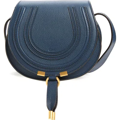 Chloé Small Marcie Leather Crossbody Bag In Blue