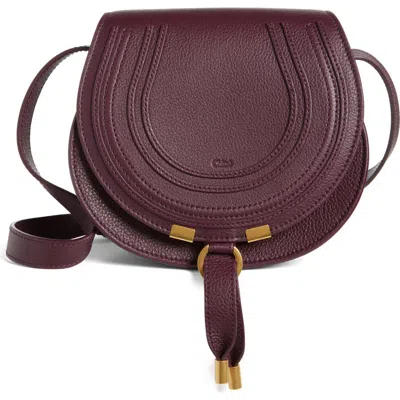 Chloé Marcie Small Crossbody Bag In Grained Calfskin In Dimness Purple