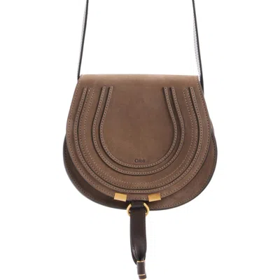 Chloé Chloe Womens Flannel Grey Marcie Small Saddle Suede Crossbody Bag