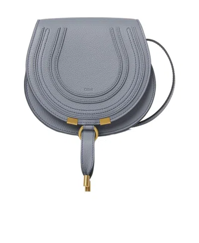 Chloé Black Leather Saddle Crossbody Bag For Women In Storm Blue
