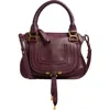 Chloé Marcie Medium Double Carry Satchel Bag In Grained Leather In Dimness Purple