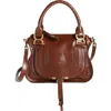 Chloé Small Marcie Bag In Shiny Leather In Sooty Brown