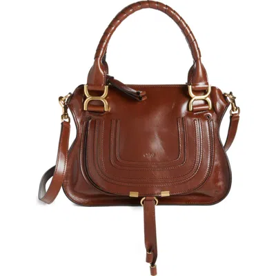 Chloé Small Marcie Leather Satchel In Sooty Brown