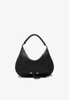 Chloé Marcie Medium Black Shoulder Bag With Logo Lettering On The Front In Suede Woman In Black