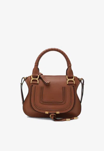 Chloé Small Marcie Leather Shoulder Bag In Brown